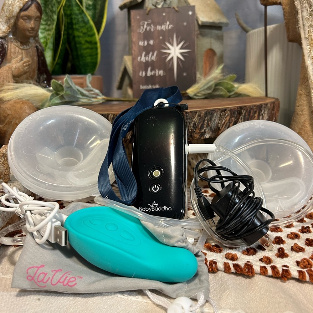 Wearable breast pump and lactation massager bundle